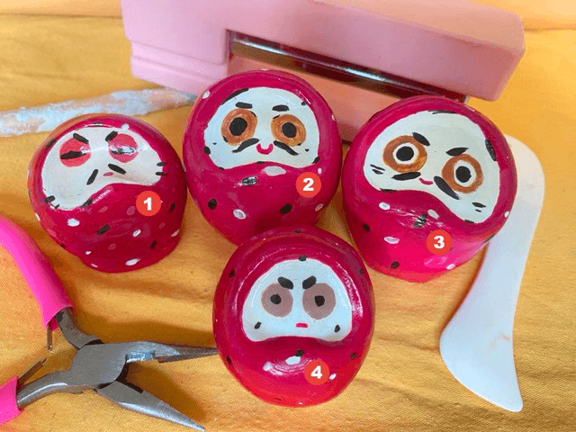 Daruma - Bleu - Rouge - Violet