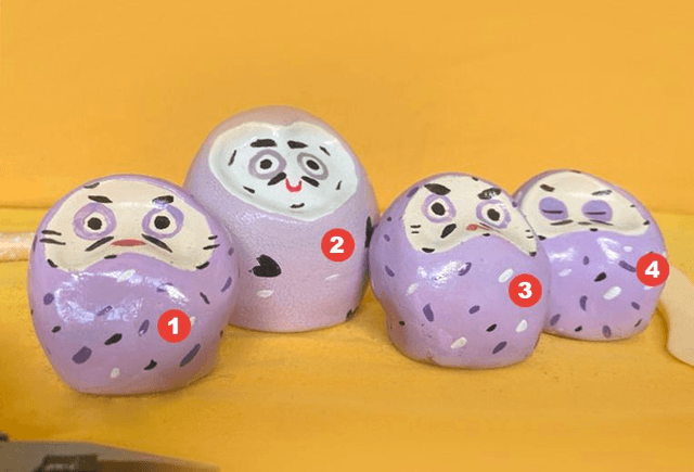 Daruma - Bleu - Rouge - Violet